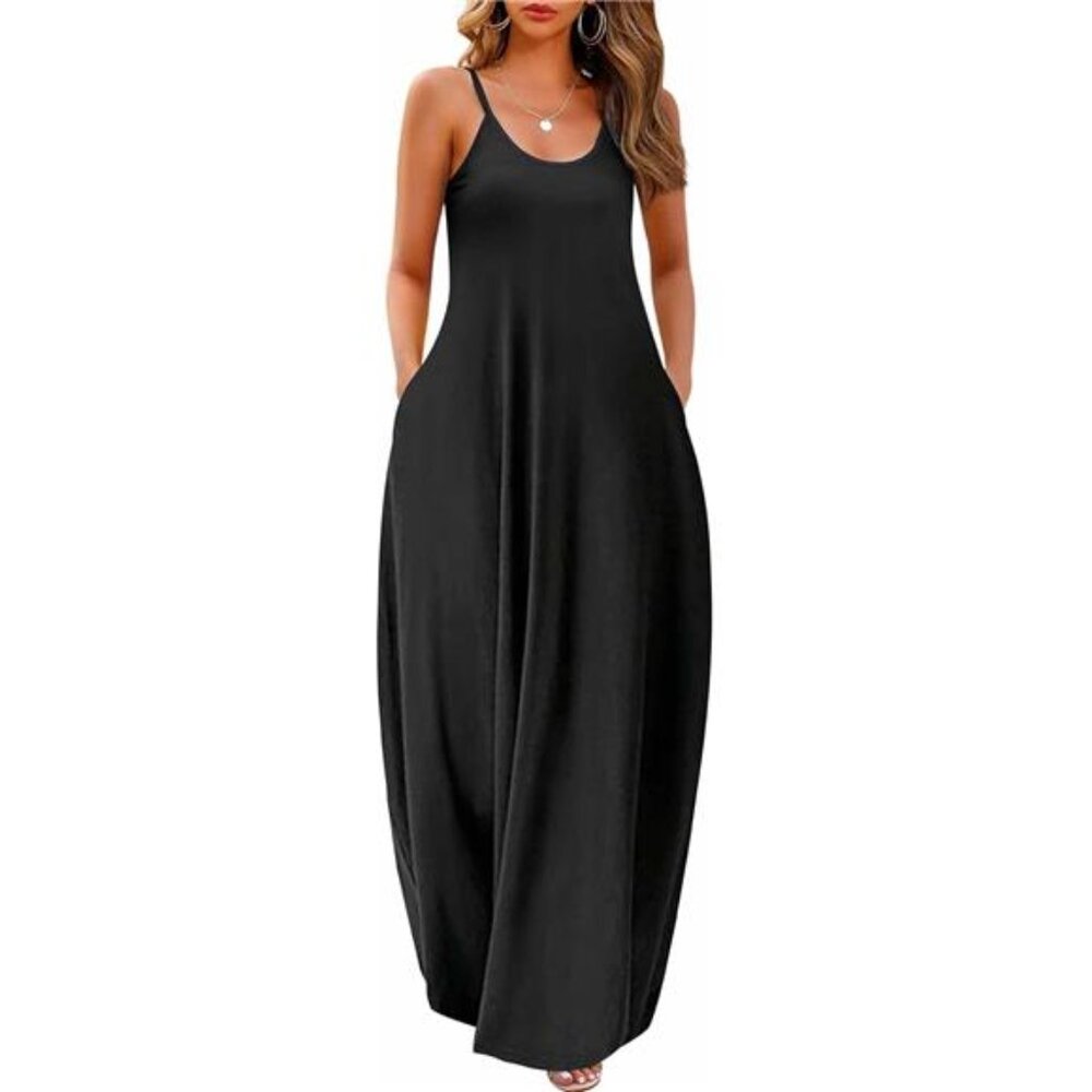 Wolddress Womens 2025 Casual Sleeveless Sundress Plus Size Loose Plain Long